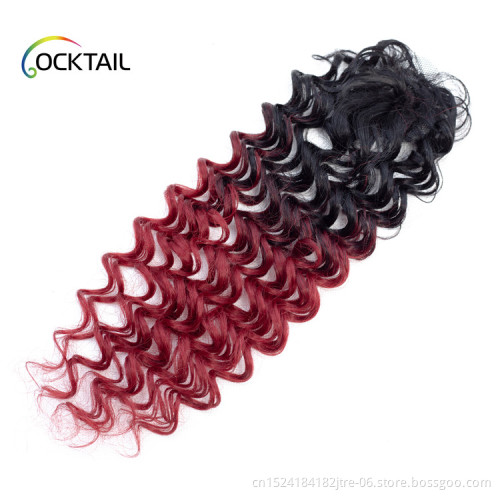 Japanese Kaneka fiber different colors kinky curly synthetic hair bundles, different colors synthetic hair weave in stock